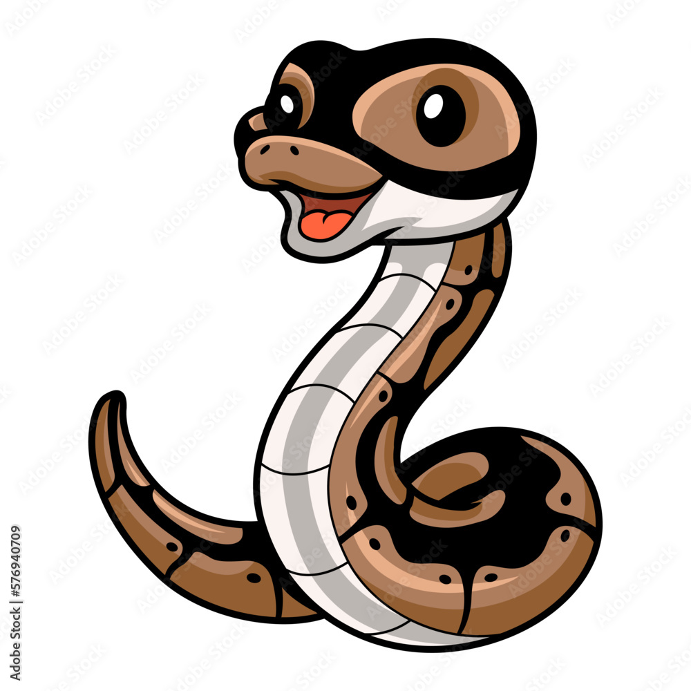 Fototapeta premium Cute ball python snake cartoon