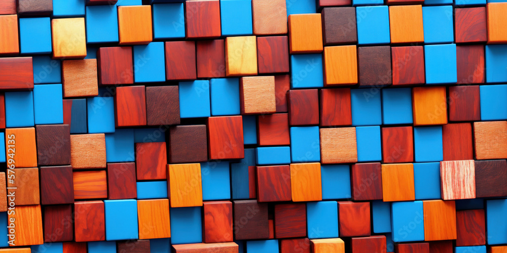 Abstract background with colorful painted wooden cubes. Generative AI Abstract background with colorful painted wooden cubes. Generative AI
