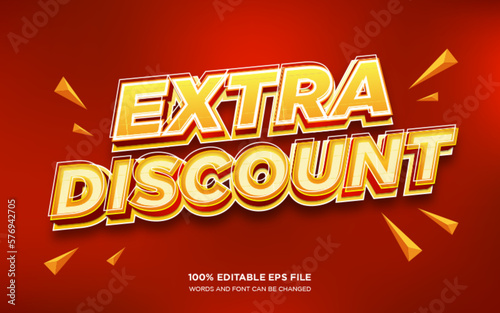 Extra discount Sale 3d editable text style effect