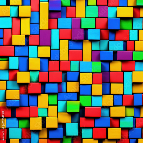 Abstract background with colorful painted wooden cubes. Generative AI