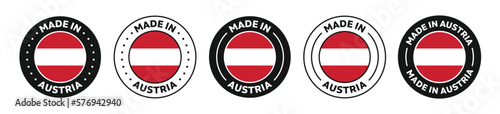 made in austria icon set. austrian made product icon suitable for commerce business. austria badge, seal, sticker, logo, and symbol Variants. Isolated vector illustration