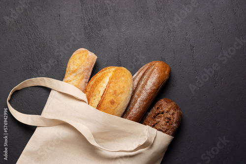 Fotografiet Fresh baked bread in bag