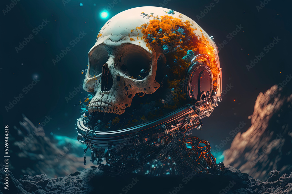 astronaut skull in space astronaut skull in space