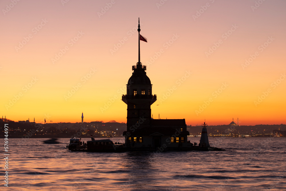 Sunset Colors in the Maidens Tower,  Uskudar Istanbul , Turkiye