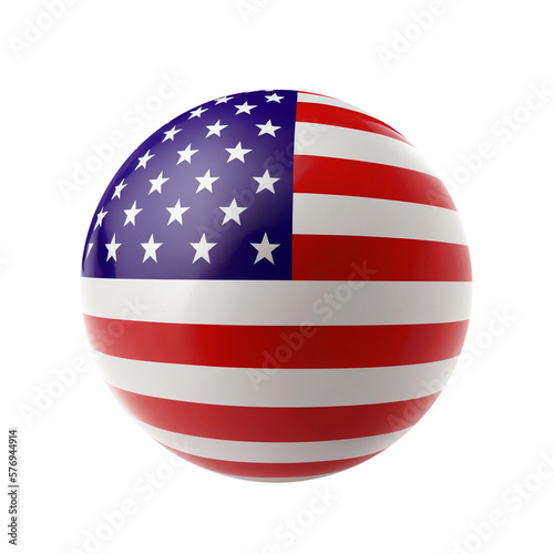 3d ball with USA flag printed on