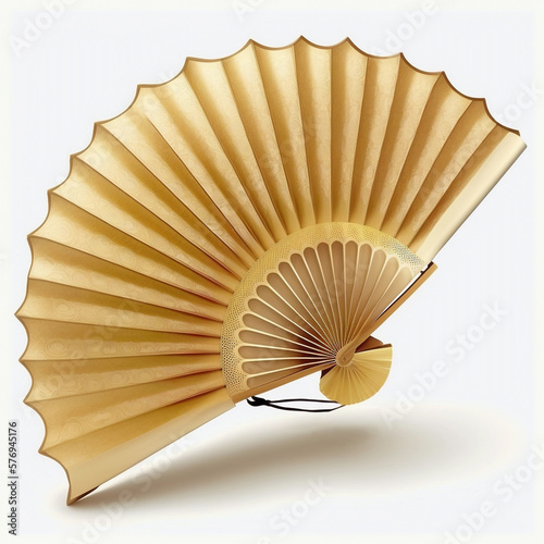 simple chinese hand fan isolated on white background, AI generated
