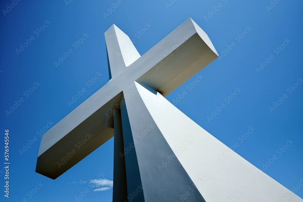 cross against the blue sky, view from below