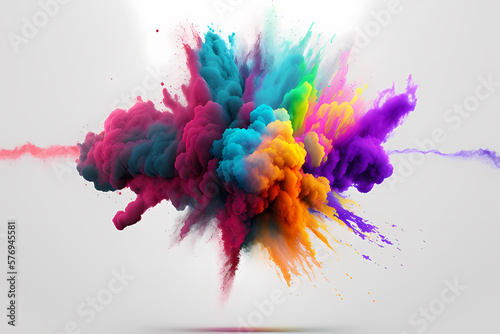 Colorful paint powder explosion. Generative AI