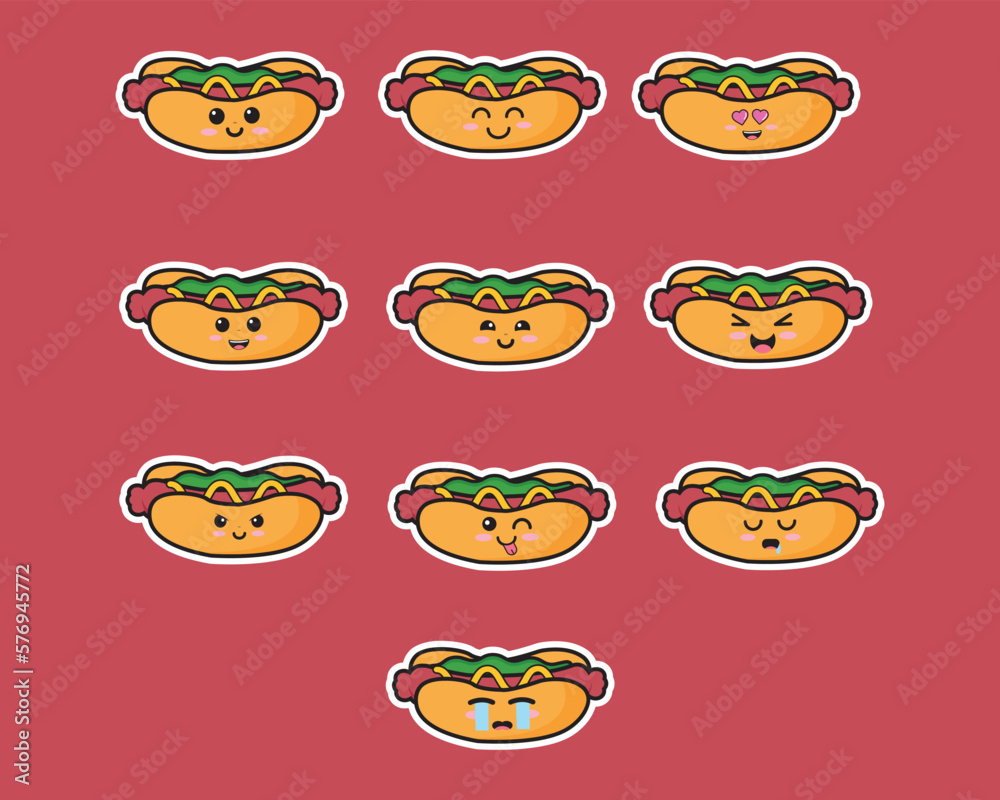 Hot Dog Cute Vector Icon Design Hot Dog Cute Vector Icon Design