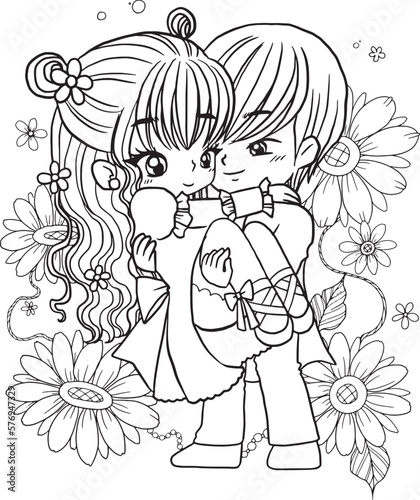 love marry couple love cartoon doodle kawaii anime coloring page cute illustration drawing clip art character chibi manga comic