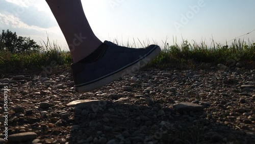 walking on the gravel path