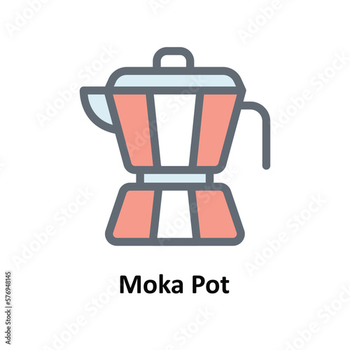 Moka Pot Vector  Fill Outline Icons. Simple stock illustration stock