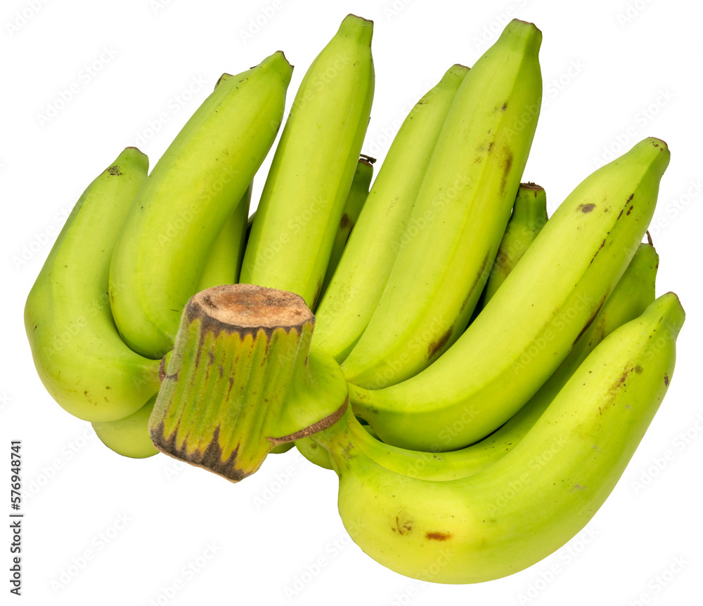 Green banana  on white background PNG File.