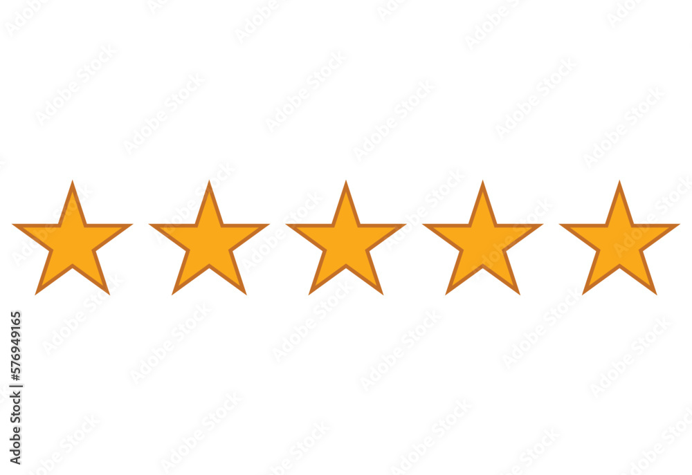Five stars customer product rating review flat icon for apps and websites. Five stars customer product rating review flat icon for apps and websites.