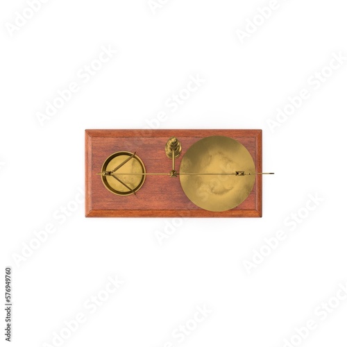 Gold brass Antique balance Scale isolated on white background. 3d render illustration