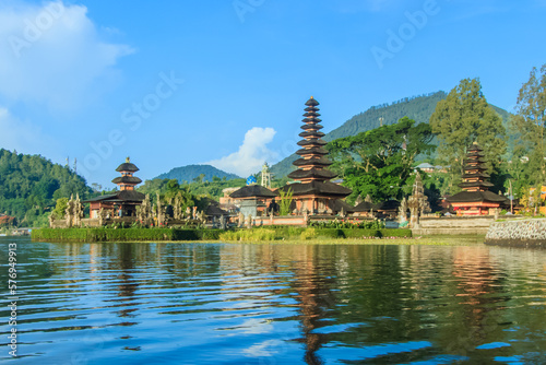 Famous temple near Gunung Batur volcano on lake Baratan