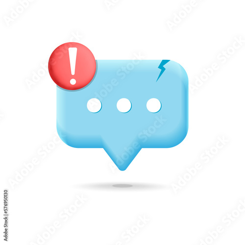 3d vector not delivered chat message or alert warning attention disconnect popup notification symbol design