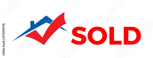 Sold house. Vector logo and sign