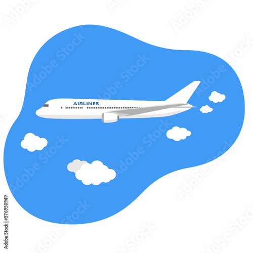 青空の中を飛ぶ飛行機