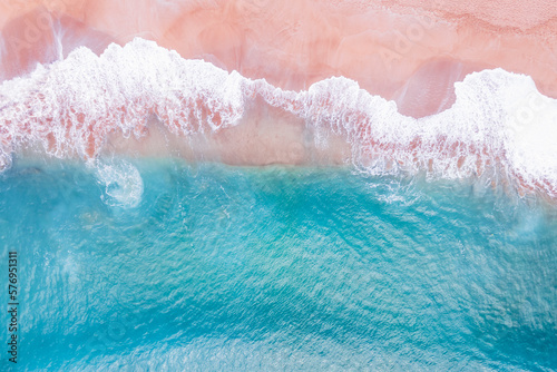 A ocean waves and beach top view, natural background.