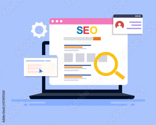 SEO optimization for better search engine ranking on web SEO success flat vector