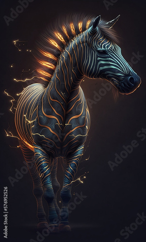 luminous zebra on dark background © Maya Kruchancova