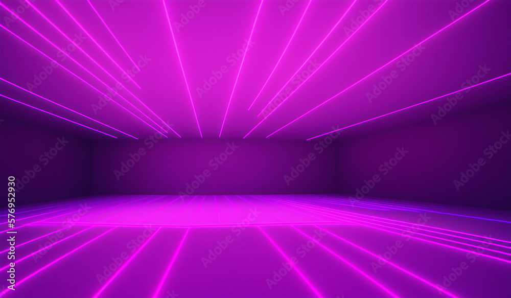 generated with generative ai, abstract panoramic neon background. Bright purple violet pink lines glowing in ultraviolet light generated with generative ai, abstract panoramic neon background. Bright purple violet pink lines glowing in ultraviolet light