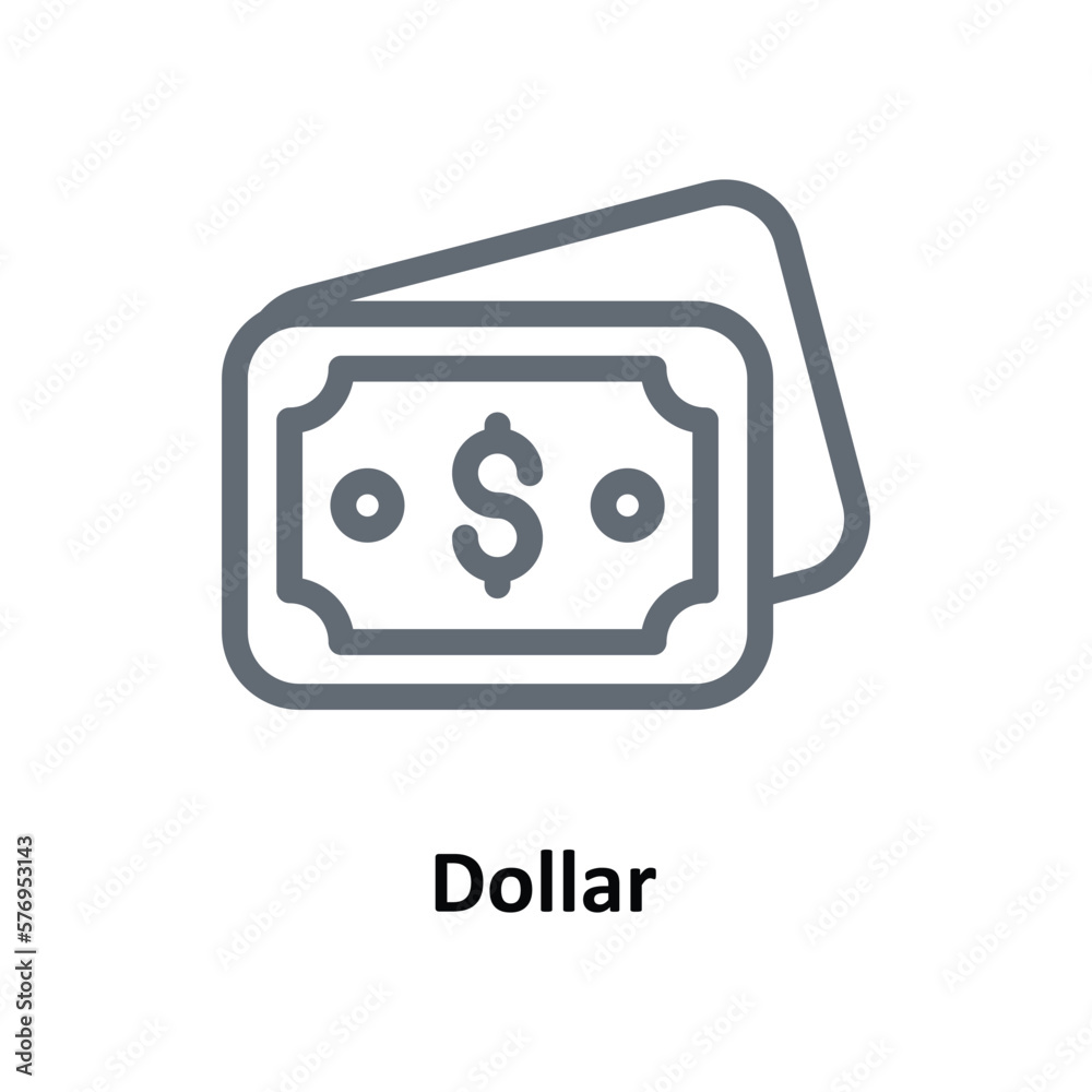 Dollar  Vector   Outline Icons. Simple stock illustration stock