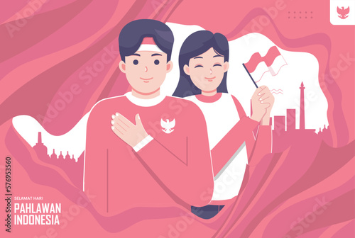 Hari pahlawan nasional means happy indonesian national heroes day
