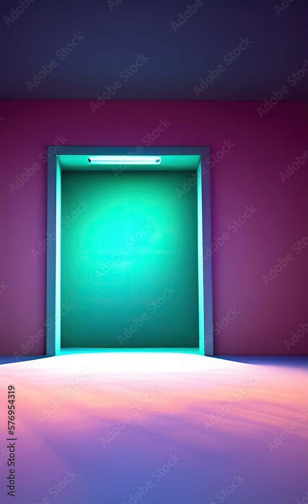 3d rendering illustration of empty room background with leaking natural daylight from window. Ai generated image.	