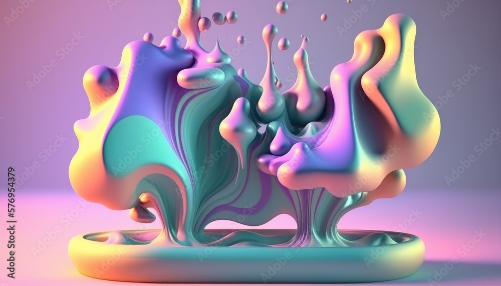Fototapeta premium A pastel color palette forms the base of this mesmerizing liquid background. Generative AI