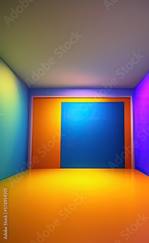 3d rendering illustration of empty room background with leaking natural daylight from window. Ai generated image. 