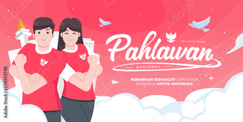 Hari pahlawan nasional means happy indonesian national heroes day