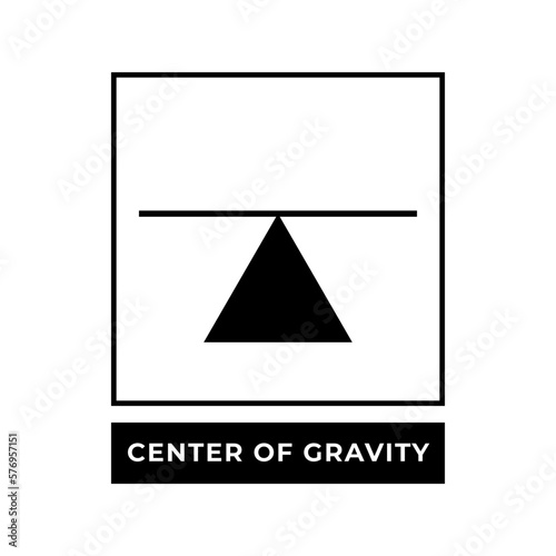 Center of Gtavity symbol, Center of mass and center mark for international cargo packaging