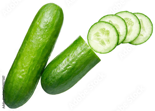 Whole and slices cucumber photo