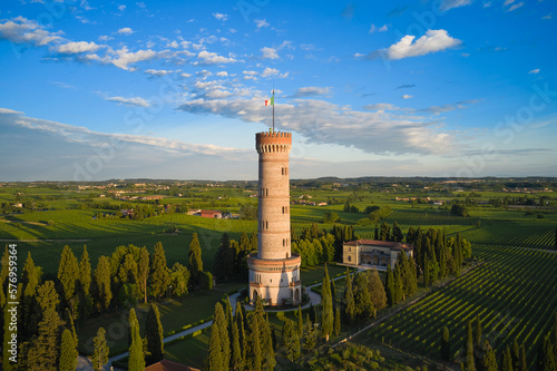 Photography The famous tower on lake garda tower of san martino della battaglia aerial view