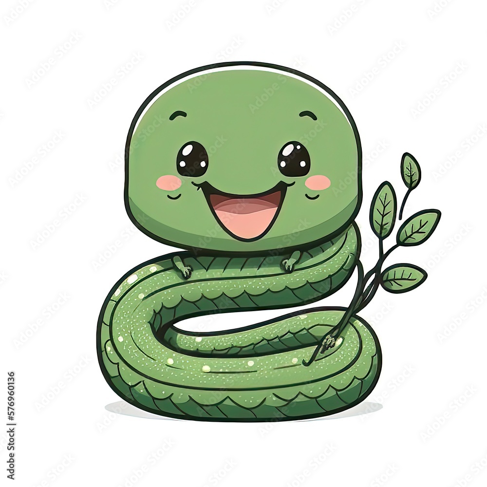 Fototapeta premium wildlife predator cartoon snake cutout for jungle safari with generative ai