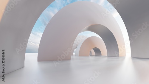 Fototapeta Naklejka Na Ścianę i Meble -  Abstract architecture background arched interior 3d render