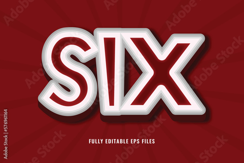 Six 3D editable text effect