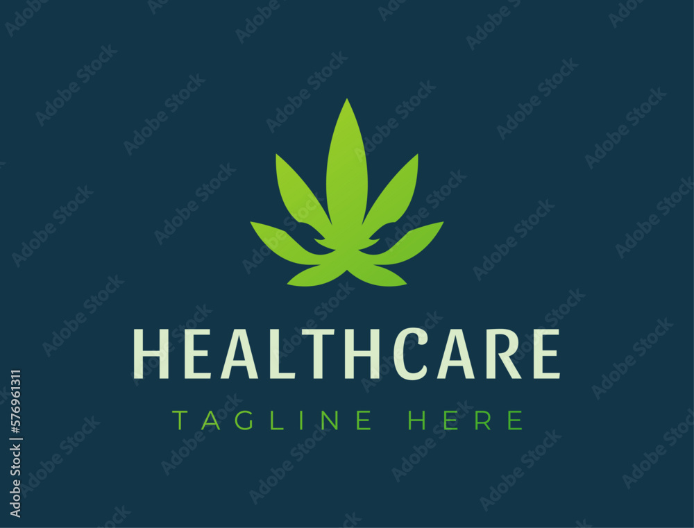 Caring Hands Cannabis Leaf Logo Template