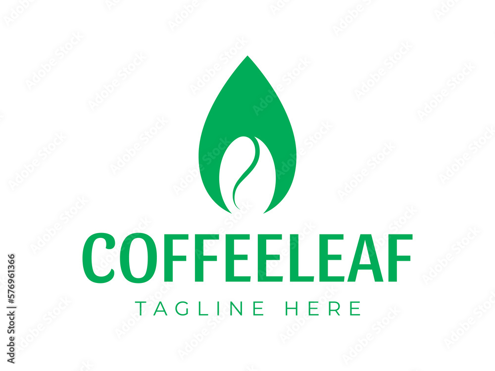Fototapeta premium Coffee Beans With Leaf Logo Design Template