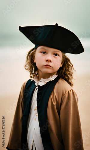 Fotografering Little Child in 17th Century Colonial Era Europe And America Generative Art