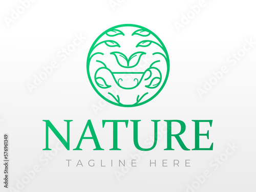 Nature Essential Oils Aromatherapy bowl Logo Design Template