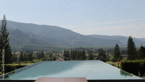 Wallpaper Mural Mountain from the pool view in Khaoyai. Panoramic pool view in mountain background. Torontodigital.ca