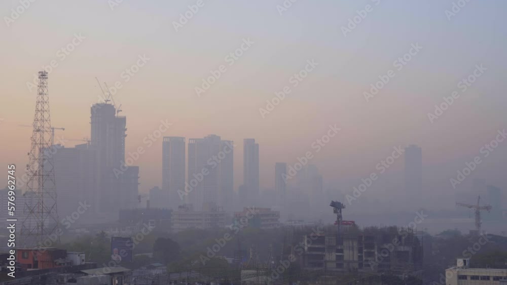 early morning lower parel city top wide view early morning lower parel city top wide view