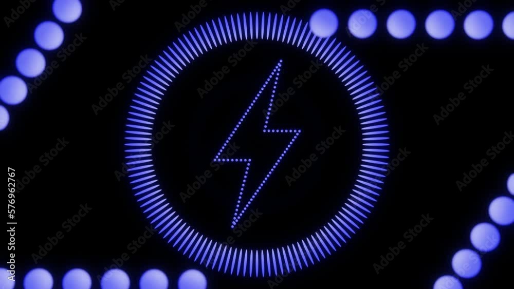 Blue neon hight voltage icon tunnel loop animation