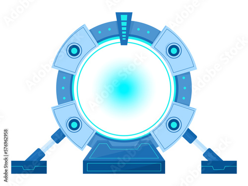 Cartoon teleport gate. Futuristic portal gate to another universe, spaceship teleport flat vector illustration