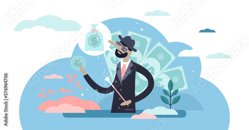 Con artist illustration, transparent background.Trust manipulation fraud in flat tiny persons concept.Theft cheats or tricks others by persuading them to believe in lies.