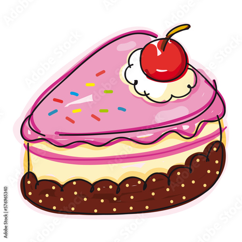 cake with cherries vector illustration