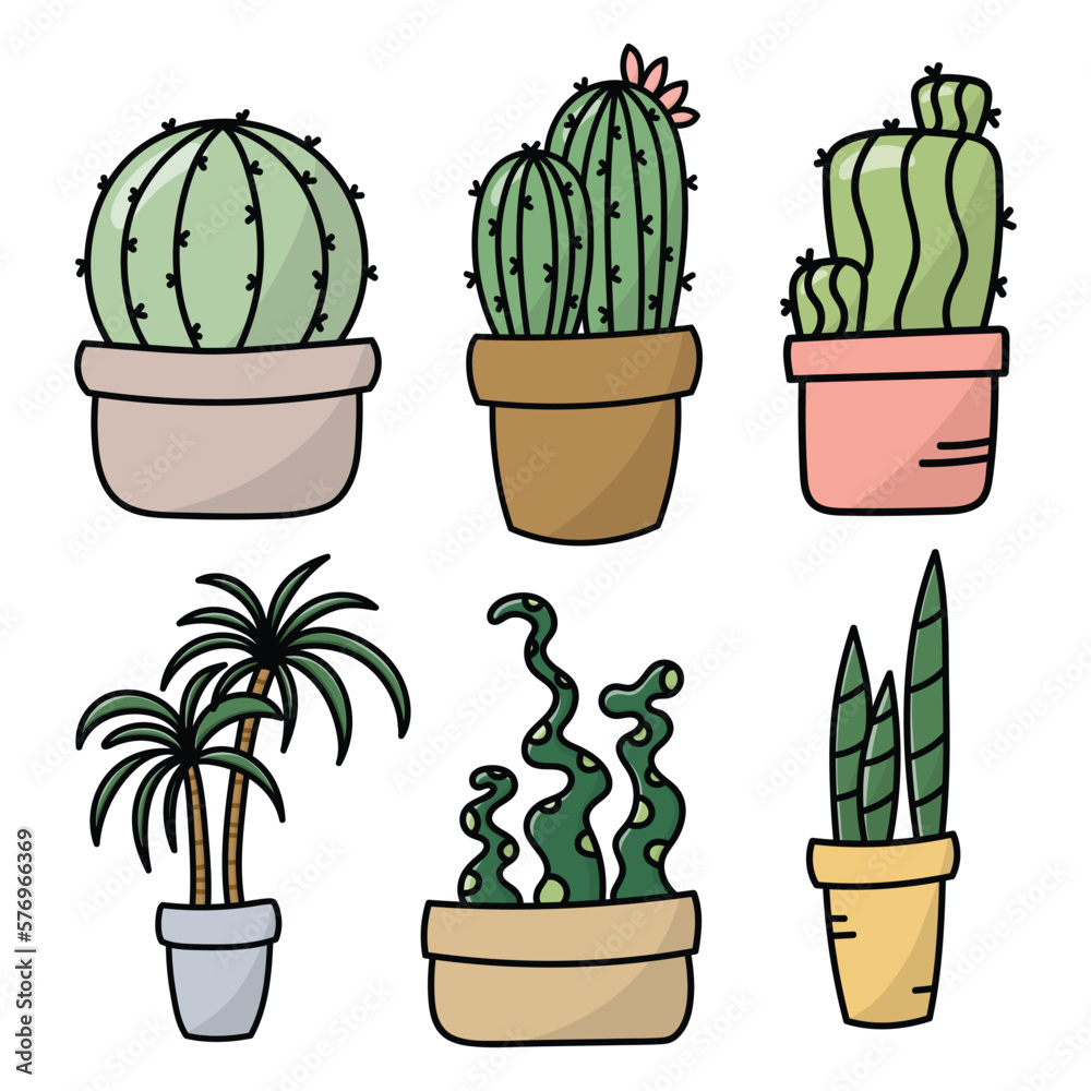 Cactus isolated cartoon icon set. Vector flat Cactus isolated cartoon icon set. Vector flat
